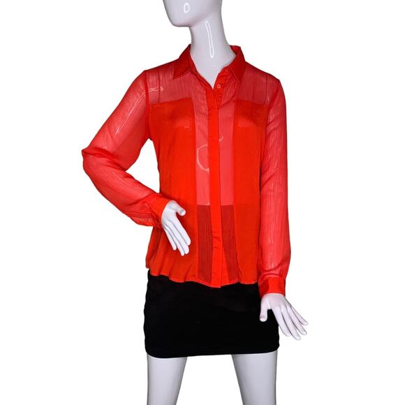 The Limited Women's Button Down Shirt Sheer See Thru Material Red Size S - Picture 1 of 8